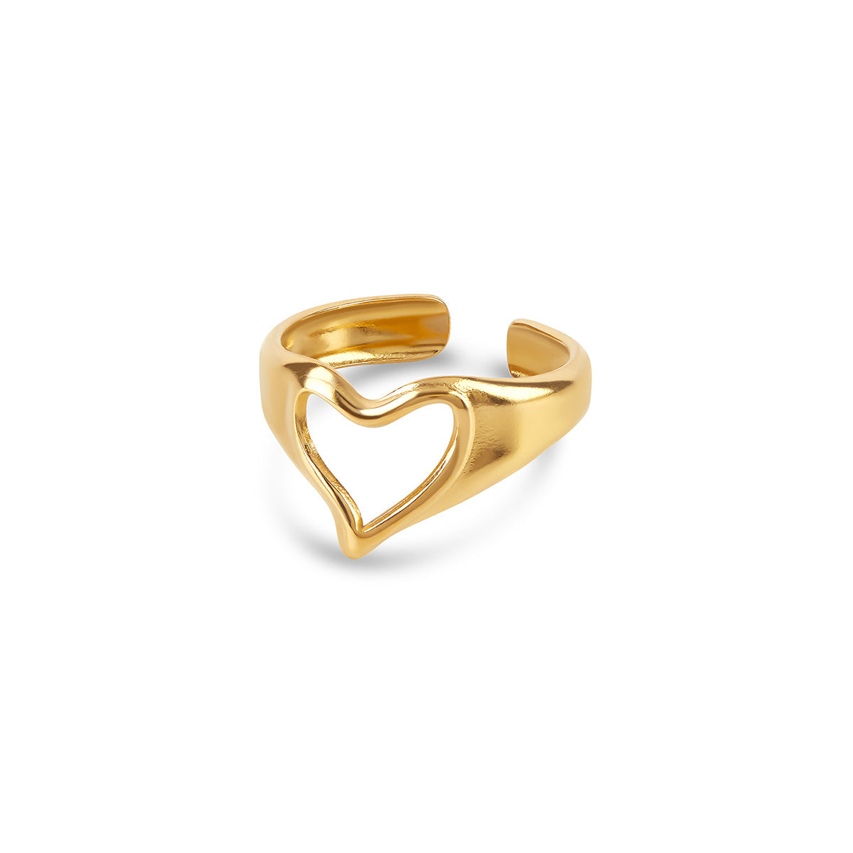 Abstract Heart Adjustable Ring - Gold