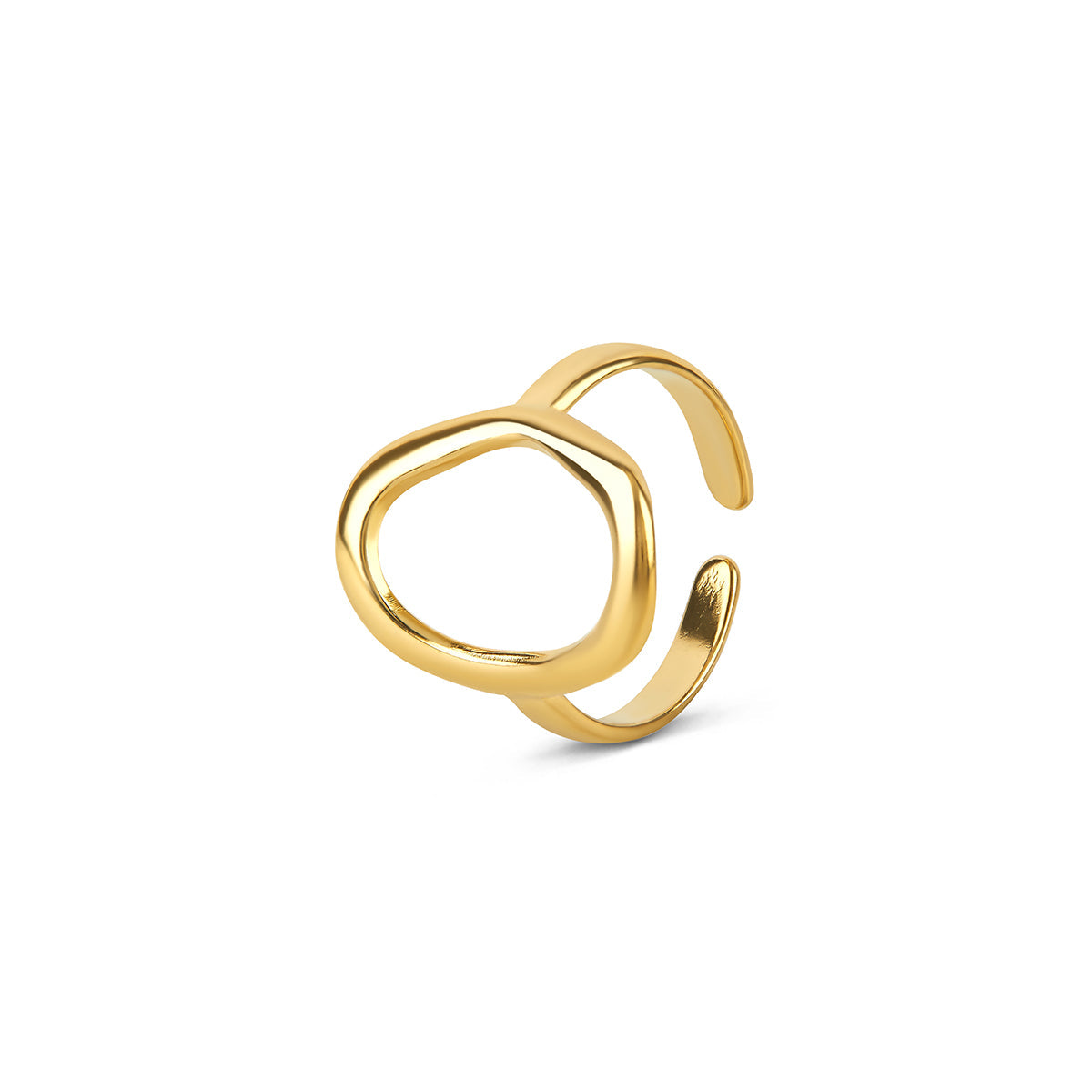 Abstract Oval Adjustable Ring - Gold