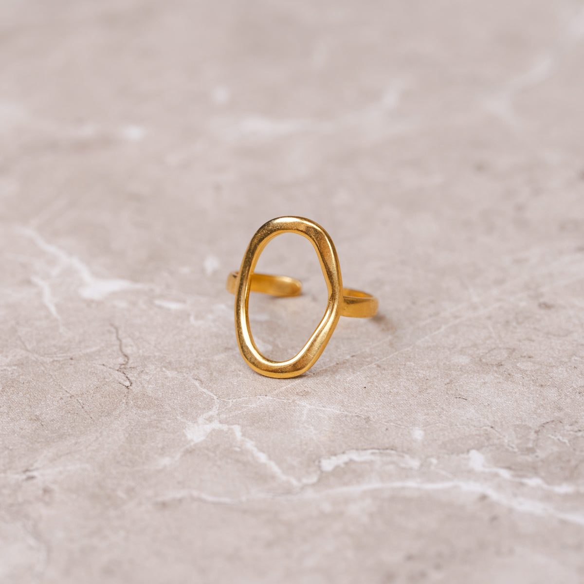 Abstract Oval Adjustable Ring - Gold